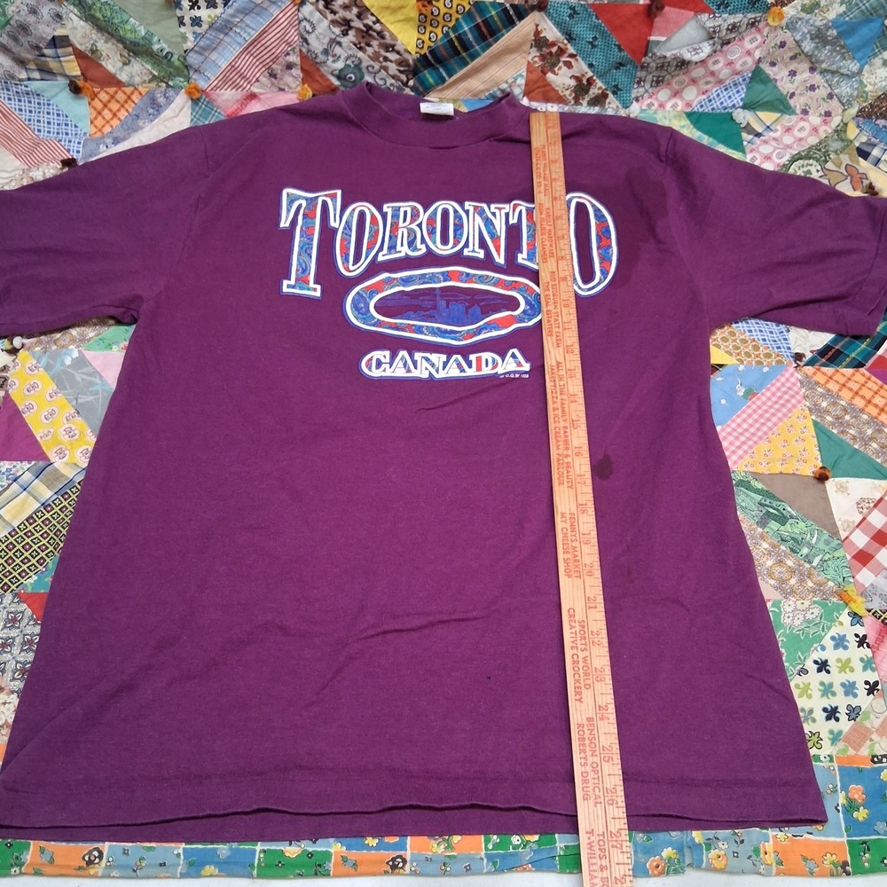 * Vintage 1993 Waves Toronto Canada Tee Shirt Size Medium Purple Single Stitch - Picture 10 of 14